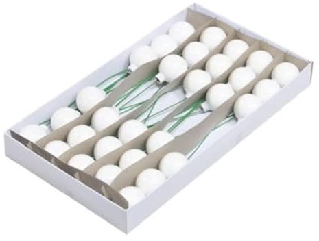 30 STK Glaskugel am Stab Weiss Glaskugeln Weihnachtskugeln am Draht o640 Picks Dekostecker Glasball Kugeln Allerheiligen Weihnachten Deko