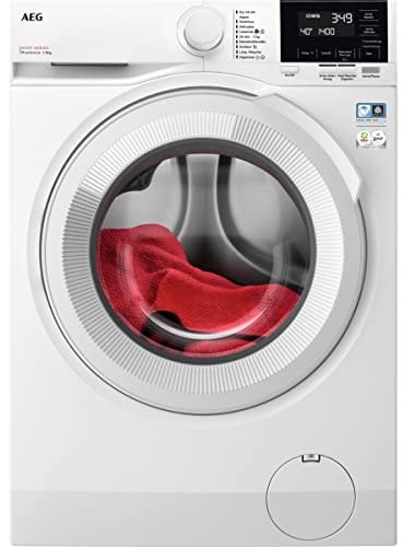 AEG LFR6184N2B Lavadora de Libre Instalación, Carga Frontal, 8 Kg, 1400 rpm, Motor Inverter, Programa antibacteriano, Programas a Vapor, Programa Rápido, LCD, Serie 6000, Blanca, Clase A