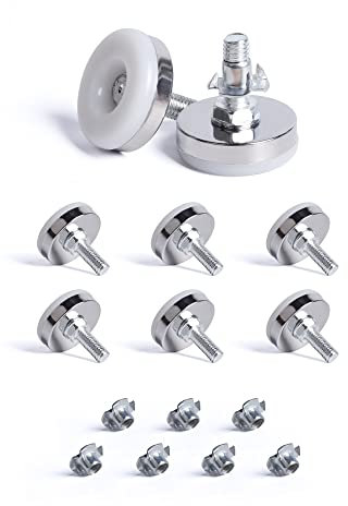 SPDYCESS 8 Stück M8 X 35MM Verstellfüsse Möbelfüße, Verstellbare Runde Nivellierfüße, Höhenverstellbarer Planierenfüße mit 8 Stück 4-zackigen Nutensteinen, für Schrank Schreibtisch Bett Beine