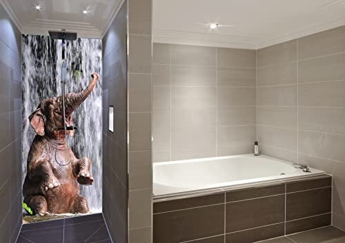 Schön und Wieder Duschrückwand | Motivrückwand | Spritzschutz aus 3mm Alu Verbundsplatte in 0,3x90x200cm mit Schutzfolienkaschierung Motiv Wasserfall