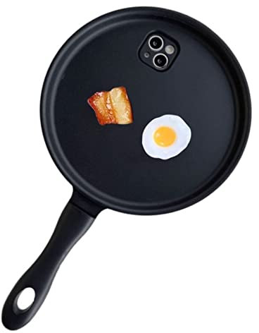 Bratpfanne Handyhülle, Für iPhone 14 13 12 11 Pro Max XR X XS 7 8 Plus 3D Kreative Lustige Handyhülle Hard Cover (Color : 1, Size : for iPhone 14 Plus)