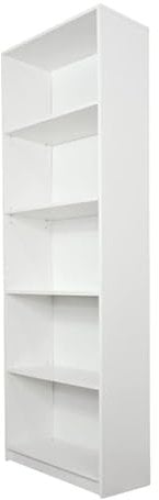 Home Collective Bücherregal Aktenregal Standregal Raumteiler weiß mit 5 offenen Fächern aus Holz | Breite 50 cm