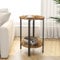 H JINHUI 2-Tier Round Side Table, Industrial End Table, Bedside Table, Sofa Table with Metal Frame, Coffee Table with Storage, for Living room, Bedroom, Balcony, Easy Assembly, Rustic Brown