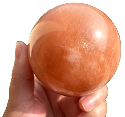 BAYDE Natürliche Kristalle und Steine, 1 Stück, Kristalle, Steine, natürliches Polieren, orangefarbene isländische Kugel, Kugel for Heimdekoration zur Dekoration (Size : 65-70mm)
