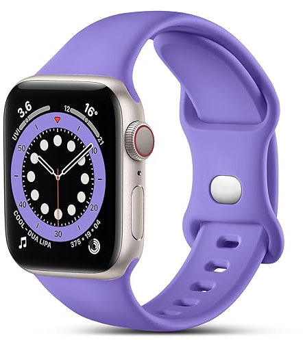 CeMiKa Compatible avec Apple Watch Bracelet 38mm 40mm 41mm 42mm 44mm 45mm 49mm, Bracelets en Silicone de Remplacement pour iWatch SE Series 9 8 7 6 5 4 3 2 1, 38mm/40mm/41mm-M/L, Violet Clair