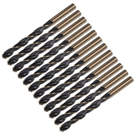 sourcing map 12pcs Jobber Drill Bits 9mm Black Nitride & Gold Titanium Coated 4341 High Speed Steel (HSS) 135 Degree Split Point Twist Drill Bits for Stainless Steel Metal Plastic Wood