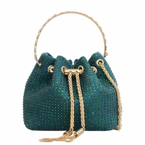 Anopo Damen Strass Clutch Abendtasche Klein Glitzer Umhängetasche für Hochzeit Party Abschlussball Grün