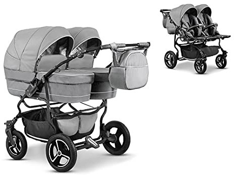 Elcar Zwillingskinderwagen 2 in 1 Twin Star inkl. Sportsitze - 10 Teile - Grau