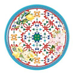 Guzzini - Assiette plate en mélamine, couleurs diverses, ''FLOWER&LEMON''