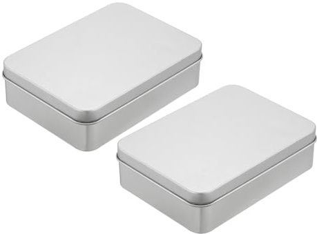 QUARKZMAN Metalldosen mit Deckel, 2 Stk. Kleine Blechdose 125 * 90 * 35mm Metalldose für Süßigkeiten und kleinen Gegenständen - Silber
