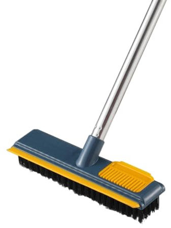Balai avec manche, brosse de sol 2 en 1, brosse de lavage télescopique, convient pour le nettoyage en intérieur et la douche, élimine l'eau bleue