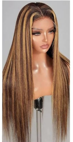 Pelucas Delanteras De Encaje Peluca Recta Pelucas De Cabello Humano Para Mujeres Peluca Frontal De Encaje Ombre Pelucas Sintéticas Sin Pegamento 13x6 Lace Front Wig 24inches