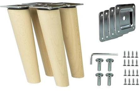 woplus Möbelfüße Holz 20 cm Schräg – 4er Set Möbelbeine aus Massivholz mit Montagezubehör (20 cm [4 Stück])