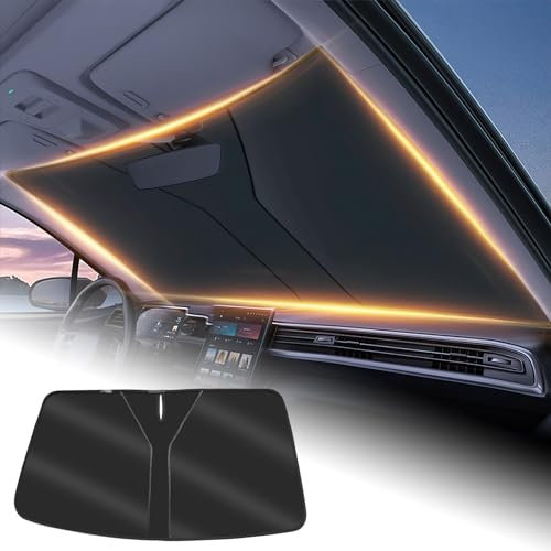KUNGKIC Für 2016-2021 BMW X1 F48 Auto Windschutzscheibe Sonnenschutz Frontscheibe Faltbarer Sonnenschirm Blockiert UV-Strahlen Sonnenblende Schutz (Schwarz)