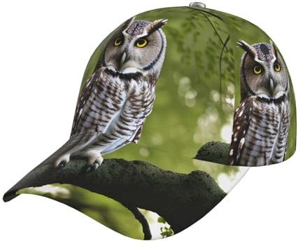 Mütze mit Eulen-Ästen, für den Außenbereich, weiche Kappe, klassischer Trucker-Mütze, Schwarz, Einheitsgröße