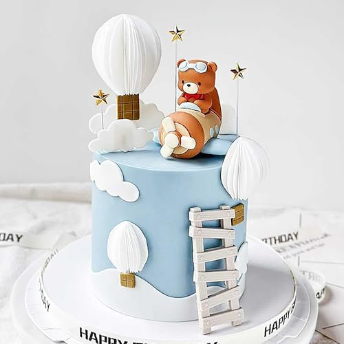 LaVenty Airplane Cake Topper Airplane Cake Decoration Plane Cake Topper for Time Flies 1st Birthday Decorations Airplane Birthday Baby Shower Decorations