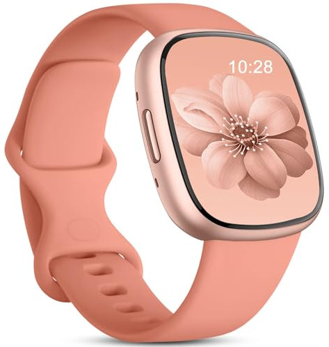 Odbeai Compatibile con cinturini Fitbit Sense&Sense2/Versa 3 e 4, unisex, morbidi cinturini di ricambio per smartwatch Versa 3 e 4/Sense2 (grande, rosa originale)
