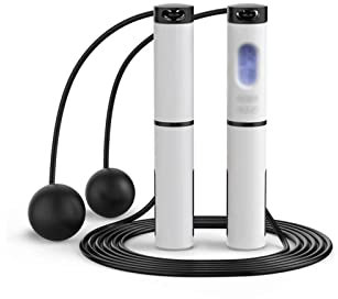 WALFREW Corda per Saltare Cordless Salto Corde Intelligente elettronico Digitale Wireless Skip Corda Calorie Perdere Peso Corpo Fitness Body Building Esercizio Salto Corda(Schwarz)