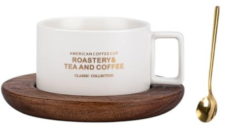 DDKYHU Taza de café Retro Americana y Juego de platillo, Taza de té de cerámica Exquisita de Lujo pequeña Europea, Taza de café de cerámica (10 320 ml)