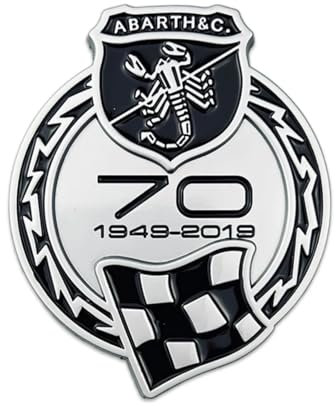 DYQCD 1 Pezzi Auto Emblem Adesivo per Abarth 70th Anniversary Scorpion Stemmi e Decorazioni Auto Styling Carrozzeria Decorazioni Auto Decalcomania Badge,SilverMatte