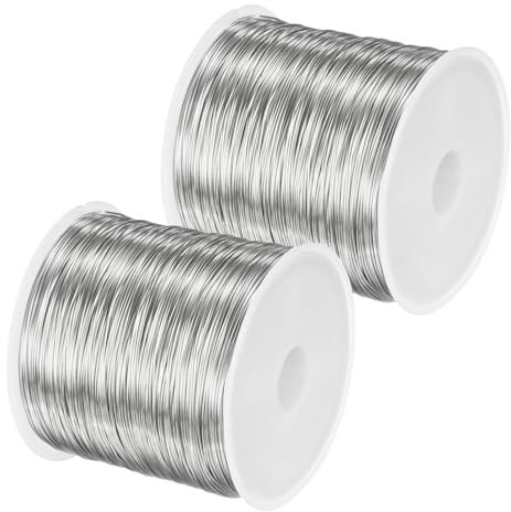 M METERXITY 2Roll 0.4mm Jewelry Wire, 26 Gauge 328FT Craft Wire Copper Beading Wire for Jewelry Making/Planting/Weaving/DIY Crafting, Soft Metal Wires [100M, Silver]