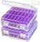Bead Storage Containers, Craft Bead Organiser Storage Box, Diamond Art Storage Box Small Craft Organiser Box with Hinged Lid for Nail Beads Seeds Glitter Rhinestones (2 Pack - 24 Slots Purple)