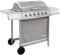 Willood Barbacoa de Gas con 6 Fogones Quemador Parrilla Asador Cocinar Camping Senderismo Picnics Jardín Patio Exterior Aire Libre Terraza Plateado
