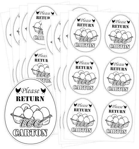 Please Return Egg Carton Stickers 1.6 x 2 Inch Farm Fresh Chicken Eggs Carton Tag Labels Egg Stickers Self Adhesive Egg Packaging Stickers Chicken Egg Cartons Stickers 600 Pcs (White)
