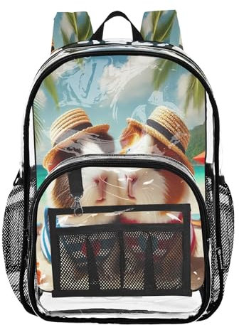 Joitme Meerschweinchen-Rucksack für Schulkinder, Kunststoff-Rucksack, transparente Schultasche, Mädchen-Rucksäcke im Alter von 8-10 Jahren, Meerschweinchen 1, Einheitsgröße, Meerschweinchen