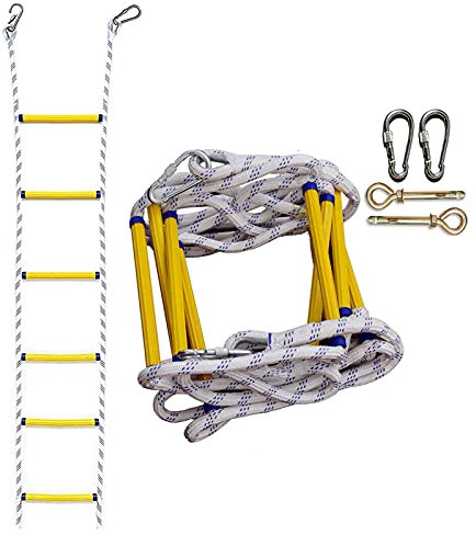 KIUYTQQ Rope Ladder,Emergency Fire Escape Ladder Rope Ladder,Emergency Ladders with Hooks/10M
