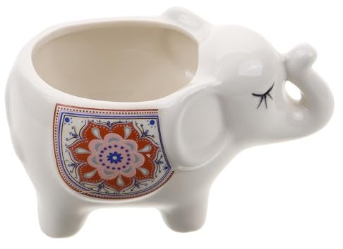 VINTORKY Elephant Ceramic Flower Pot Unique Plant Stand for Home Decor Small Succulent Planter
