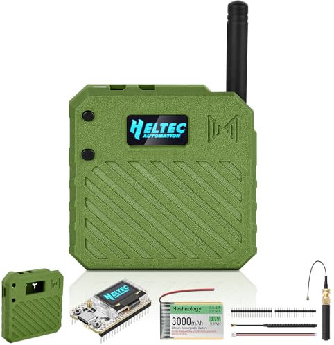 ESP32 LoRa V3 Development Board + 3.7V 3000mAh Battery + Custom Case Set - with 863-928MHz Meshtastic Antenna and SMA Antenna Surport WiFi Bluetooth LoRa V3 Devices for AR duino LoRawan IOT N33 Green