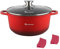 GOLDMANN 24cm Antihaft-Kochtopf (4,5L) – Stilvolles Modern-Rot – Marmorierte Keramikbeschichtung, Glasdeckel, Soft-Touch-Silikongriff, Für Alle Herdarten, Umweltfreundlich
