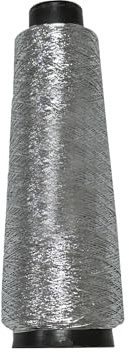 1 rotolo di filo metallico argento per uncinetto, 0,8 mm, filo di poliestere scintillante per cucito, lavoro a maglia, tessitura