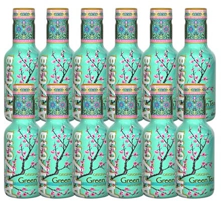 Arizona Tea Drink 500ml PET Bottle, Delicious Fruity Drink, No Artificial Flavours, No Artificial Preservatives Refreshing & Great for On-the-Go Hydration (Pack of 12, Original Green Tea with Honey)