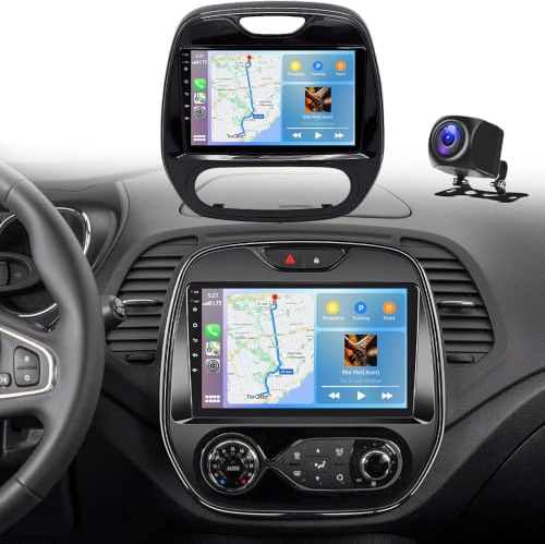 Android 14 Car Stereo for Renault Captur 2013-2019 Double Din Car Radio Receiver 9 Inch Touchscreen with Wireless Carplay Andorid auto GPS Bluetooth WIFI FM/RDS SWC Backup Camera Mic, 2G+32G