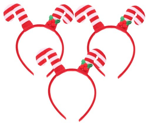 Hohopeti 3stücke Weihnachtskopfschmuck aus Zuckerstangen Haarreifen für Festivals Origineller Haarschmuck für Weihnachtsparty und Kostüme