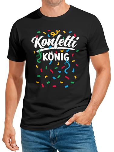 MoonWorks® Herren T-Shirt Konfettikönig Fasching Karneval Kostüm-Ersatz Verkleidung Last Minute Faschingskostüme Männer Funshirt