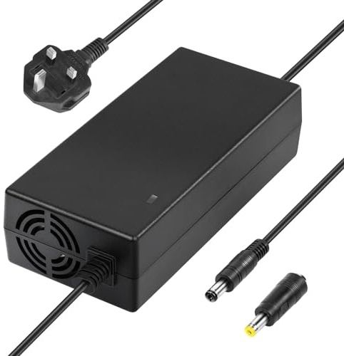 54.6V 2A Hoverboard Charger for 13S 48V Lithium Battery, 2 Connectors, DC 5.5x2.1mm/5.5x2.5mm, Electric Scooter Charger for Mobility Scooter, Electric Bike, Electric Wheelchair