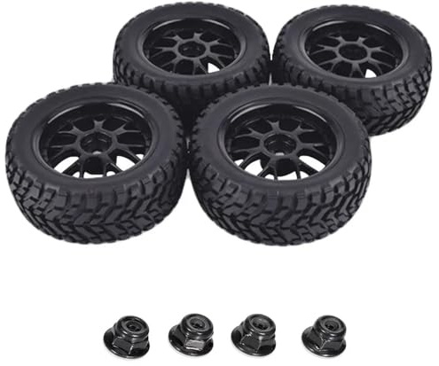 QOAKSDY RC Autoreifen Für HSP Für HIMOTO Für HPI 4-teiliges Set 1:10 RC-Auto Gummireifen Geländewagen Pull-Auto Flaches Laufrad Reifenrad Straßenauto