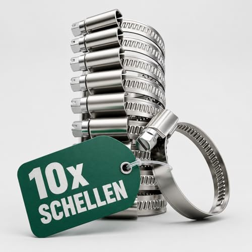 10x Schlauchschellen aus Stahl verzinkt & rostfrei - VERSCHIEDENE GRÖSSEN - Wurmschelle Rohrschelle aus Stahl, Schlauchklemme für Wasser, Luft & Hydraulik, korrosionsbeständig (80-100 mm)