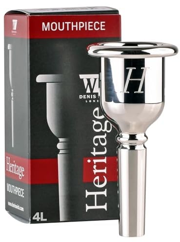 Denis Wick Heritage Tuba Mouthpiece Silver-Plated, 2186-4L - Thinned Walls & Balanced Mass for Focused Tone & Easy Articulation - Medium-Large Shank - Solo Band & Orchestral - 30.5 x 6.9 x 8.27mm