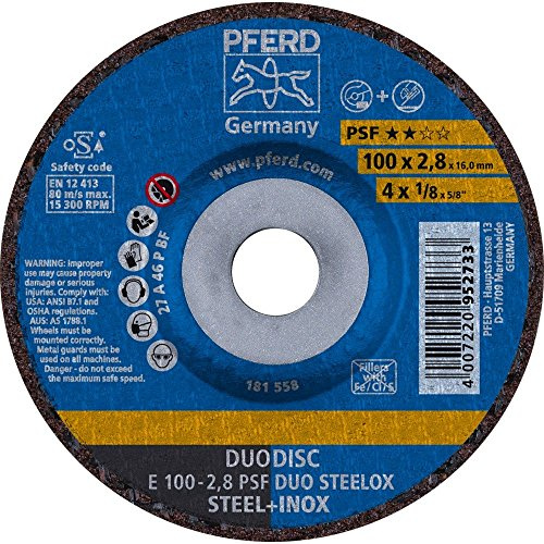 Pferd 62010632 Kombischeibe E 100-2,8 A46 P Psf-Inox Duo, 1 V
