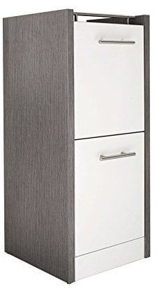 Schildmeyer Unterschrank 133072 Trient, 38 x 35 x 84 cm, weiß glanz / esche grau Dekor
