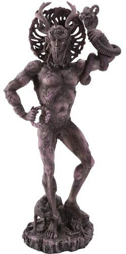 Celtic Horned God Cernunnos Collectible Statue by Artist Maxine Miller 10 Inch (Grey Stone)