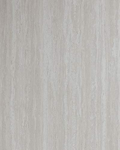 Revêtement mural aspect pierre calcaire WallFace 19339 TRAVERTIN Panneau décoratif lisse d'aspect pierre brillant auto-adhésif gris blanc 2,6 m2