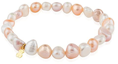 TOUS Perlenarmband für Damen mit Bärenmuster aus 18 Karat Gelbgold, 17,5 cm lang, elegant und vielseitig, Perlenkollektion