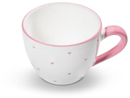 GMUNDNER KERAMIK Teetasse Maxima Füllmenge : 0.4 Liter Herzerl Rosa Geschirr, handgemacht in Österreich