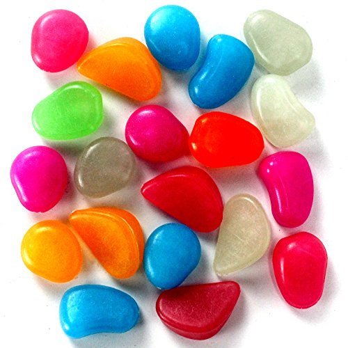 Musykrafties - Pietre calpestabili al buio, pietre di ciottoli luminosi, colori misti per acquari, decorazioni per acquari, fantastico giardino, resina riempitiva, 20 pezzi