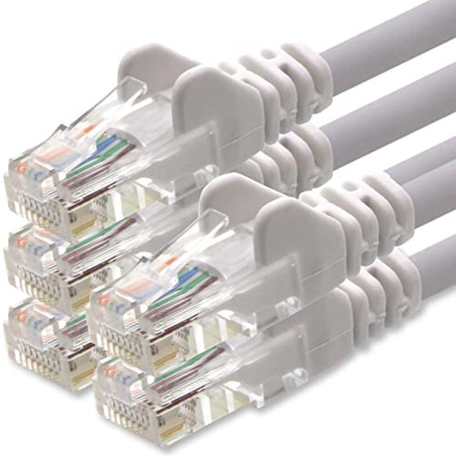 1aTTack.de 1m Cavo di Rete bianco - 5x - Cat.6 Ethernet Gigabit Lan RJ45 10 100 1000 Mbit s - Cavo Patch UTP compatibile con Cat.5 Cat.5e Cat.7 Cat.8 - bianco - 5x - 1m
